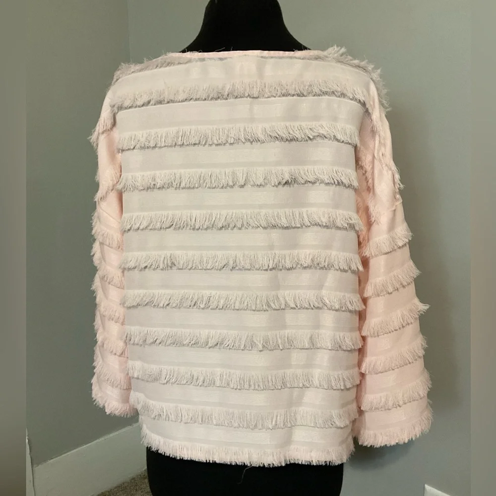 Cupio pale pink fringed blouse. Size Medium - Picture 3 of 7
